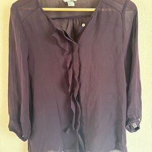 H&M Deep Purple Ruffle Blouse